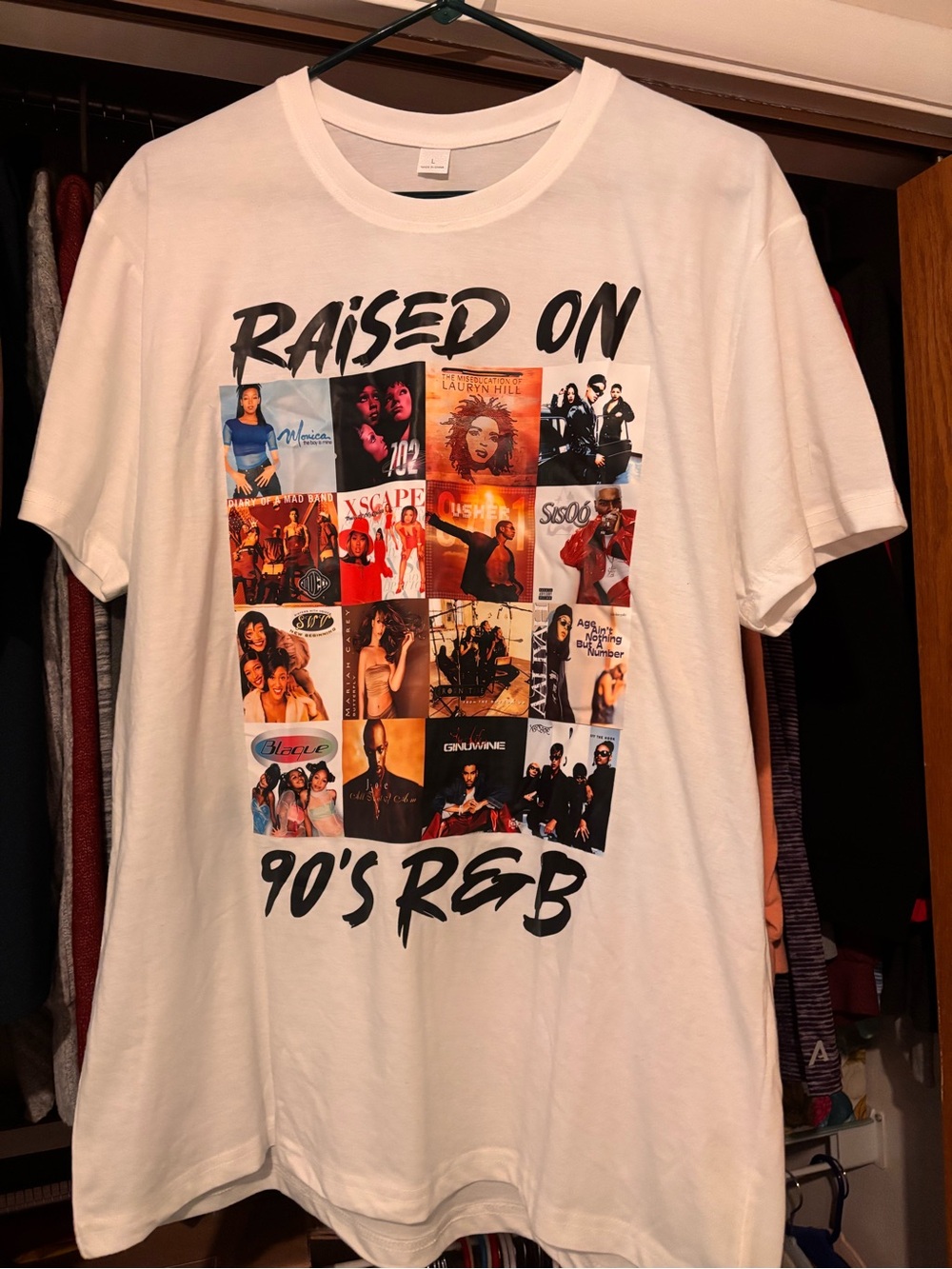 Raised On 90's R&B Graphic Tee - White Size L